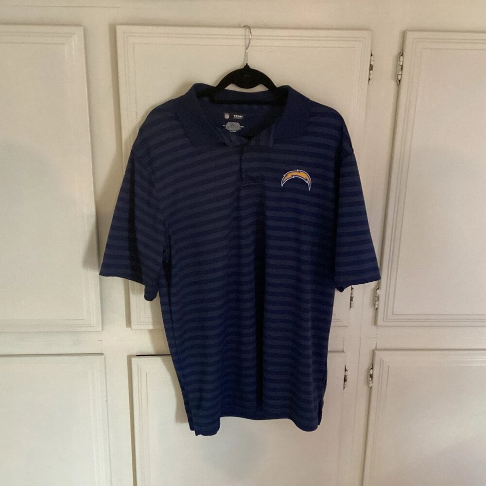 Los Angeles Chargers NFL TEAM APPAREL Polo Stripped Blue Men’s XL